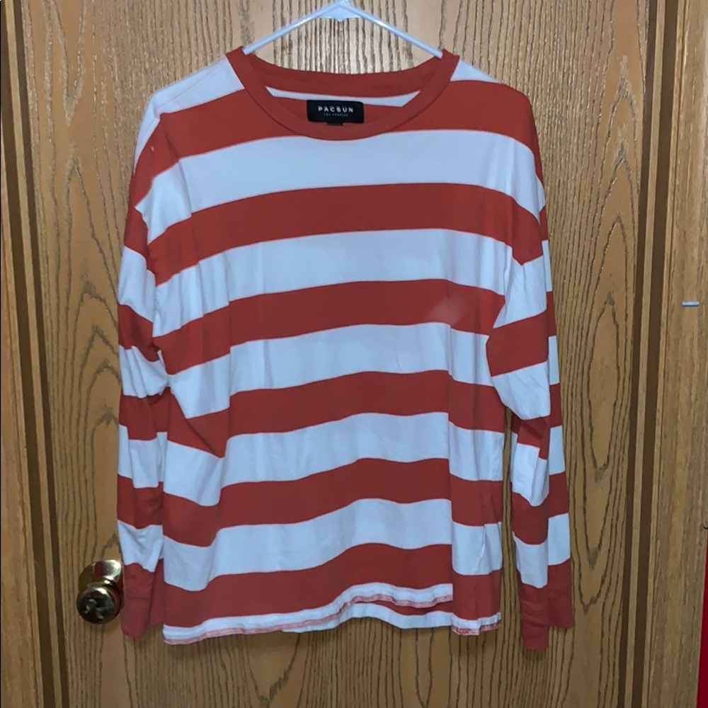 PacSun Orange Striped L/S
